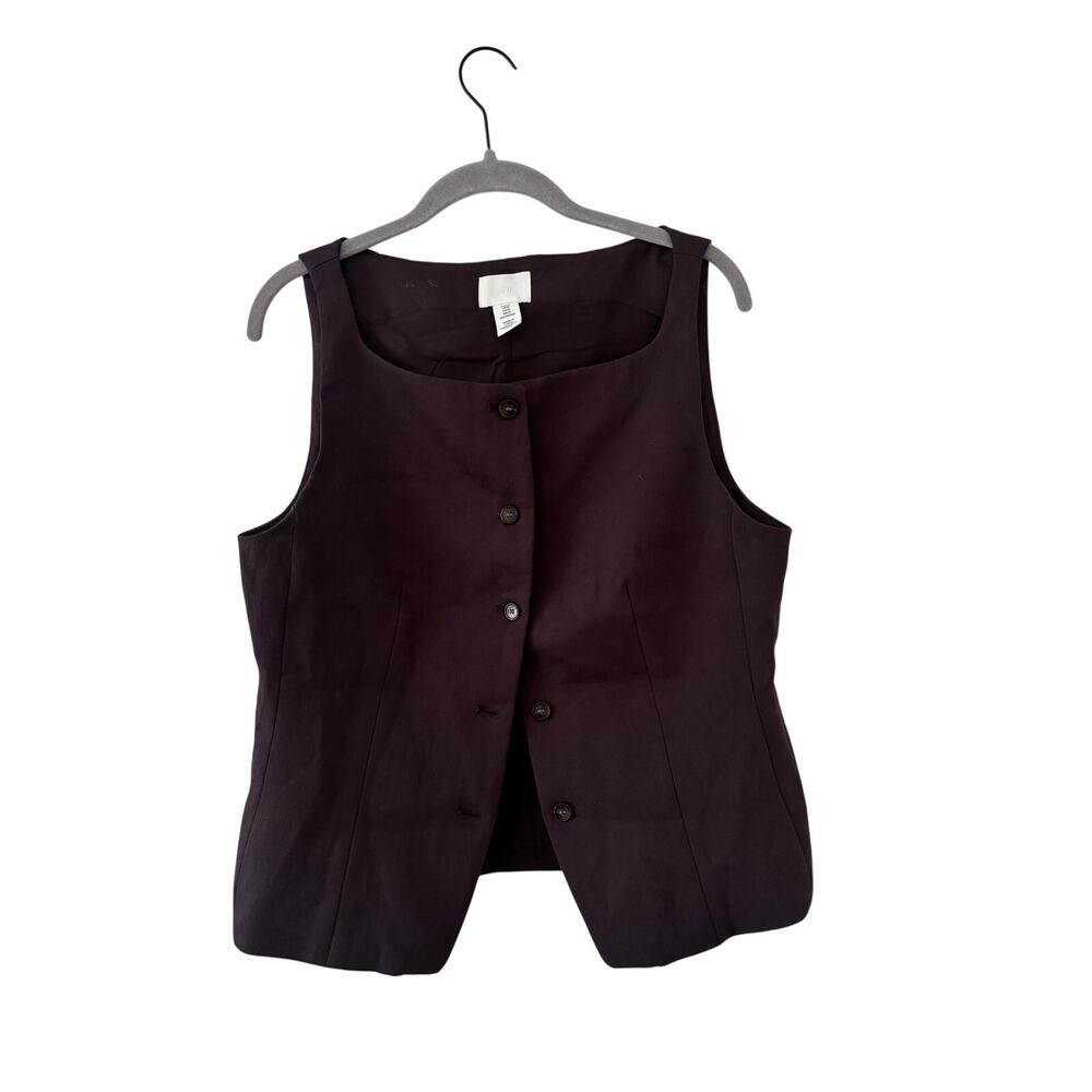 H&M Womens Brown Button Front Vest Sleeveless Career Office Top Size M EU42 - Picture 3 of 6